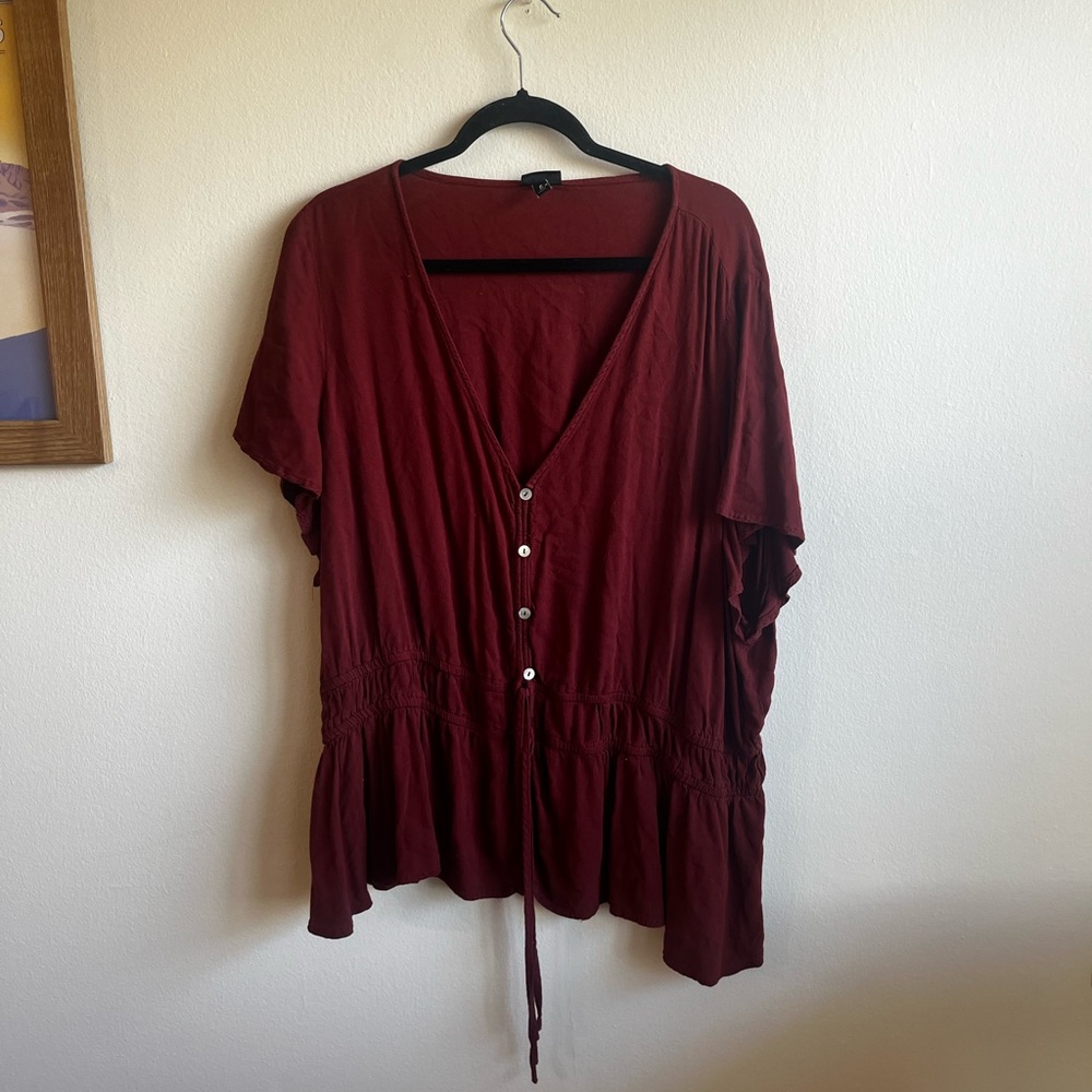 Torrid Deep Red V-Neck Blouse